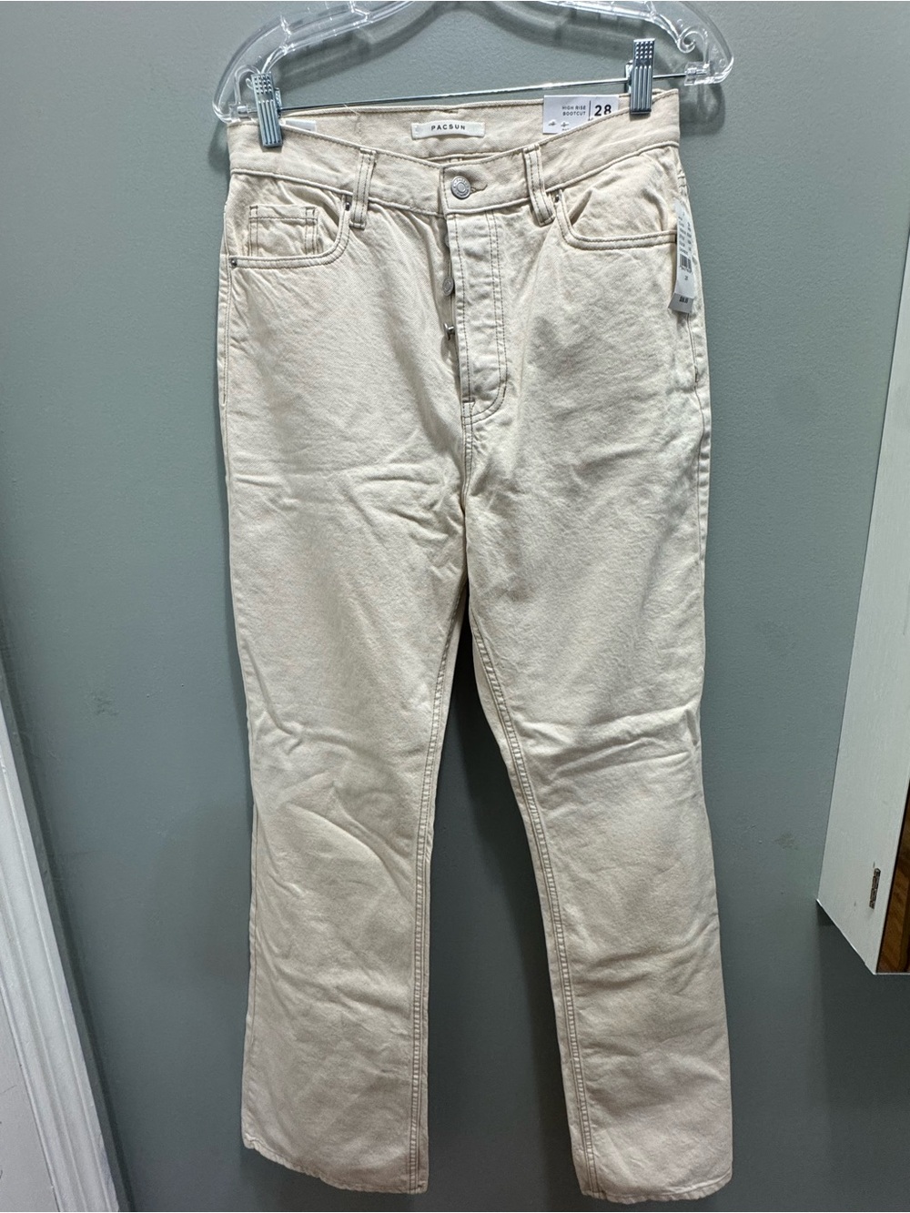 PacSun Cream High-Rise Straight Jeans